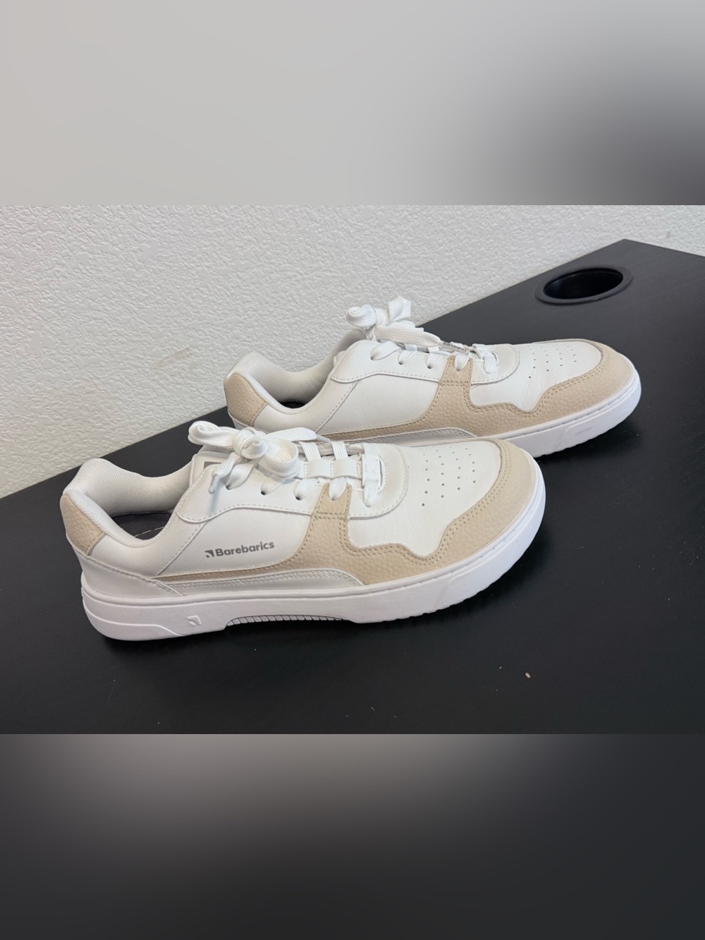 Men’s and Women’s Barebarics White & Beige Low-Top Sneakers